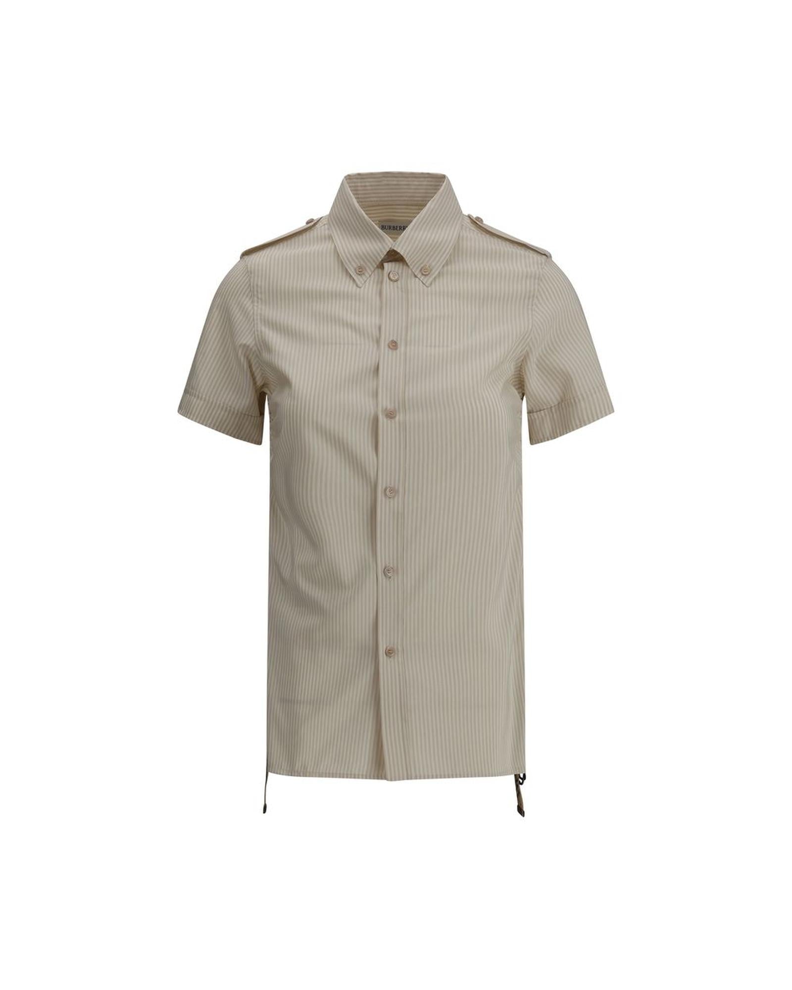 Burberry Striped Short Sleeve Shirt Women Beige One Size Fits All Beige
