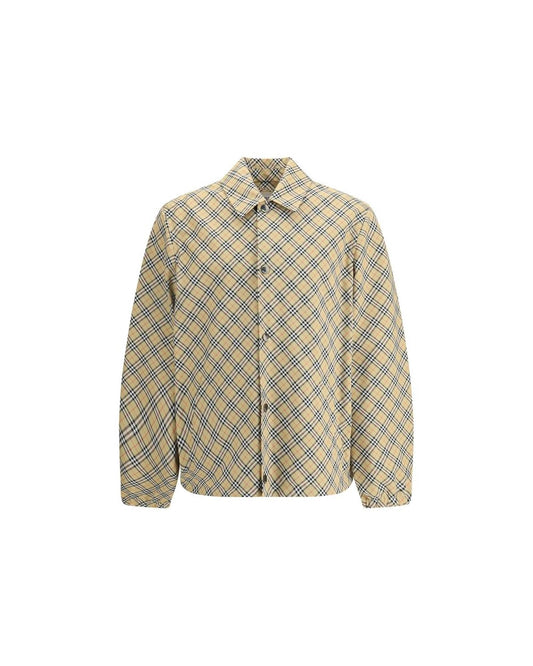 Burberry Plaid ButtonUp Longsleeve Shirt Men Beige Jackets Beige