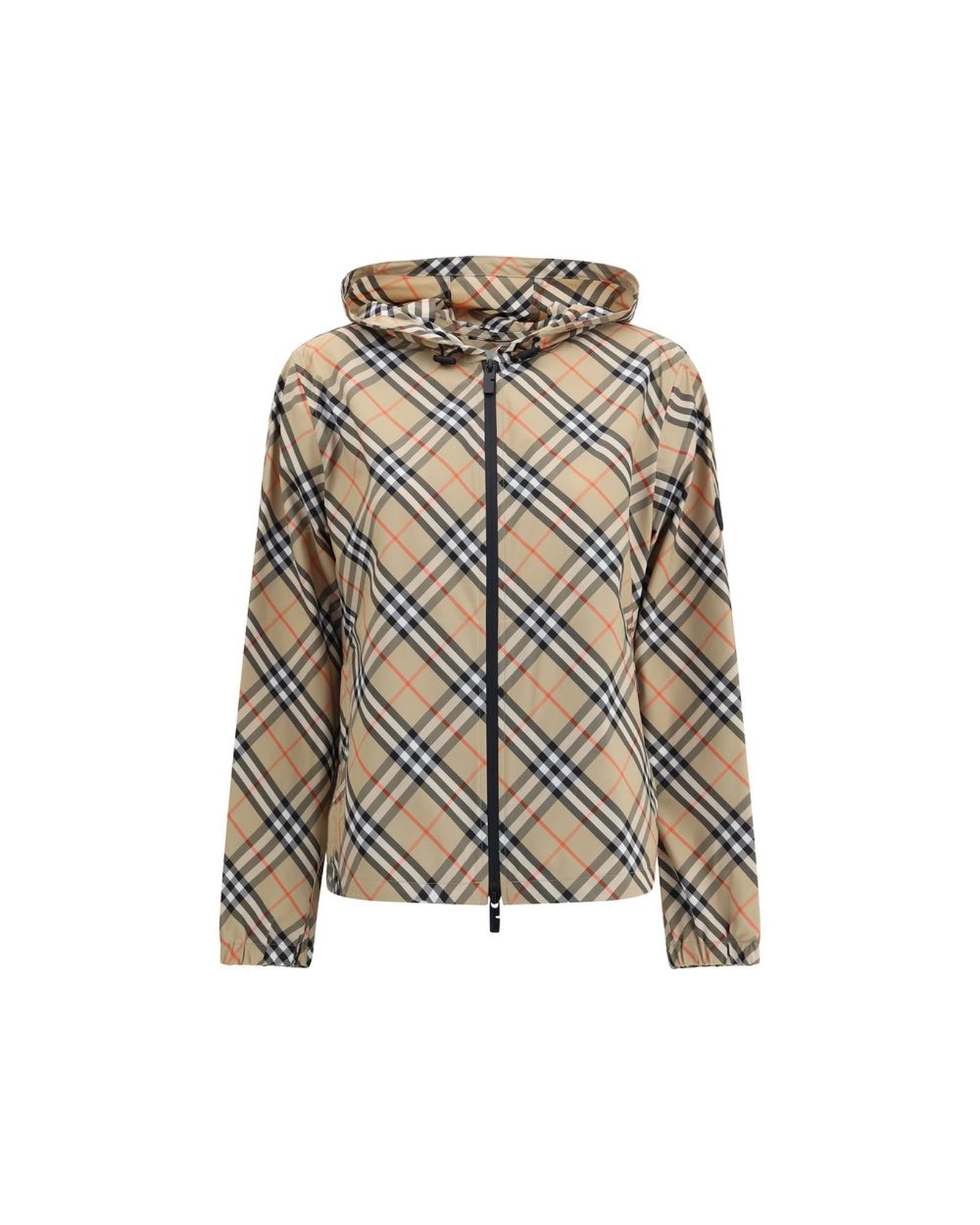 Burberry Plaid Pattern Outerwear Jacket Women Beige Jackets & Coats Beige