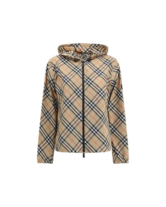 Burberry Plaid Pattern Outerwear Jacket Women Beige Jackets & Coats Beige