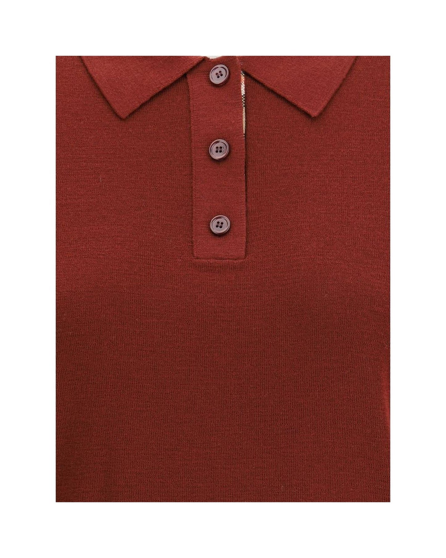 Burberry Knit Polo Shirt Button Closure Women Bordeaux
