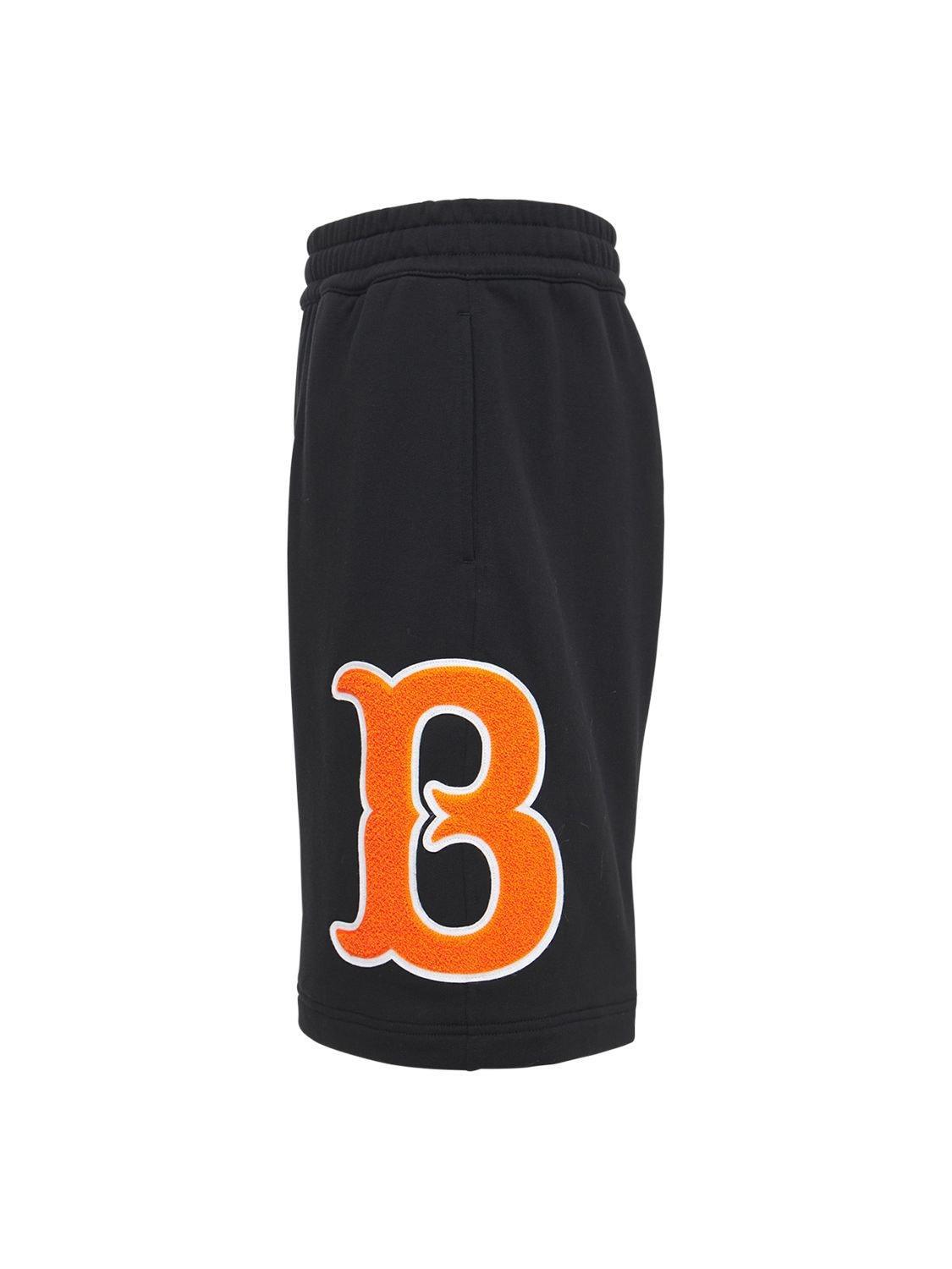 BURBERRY BADGES COTTON JERSEY SWEAT SHORTS
