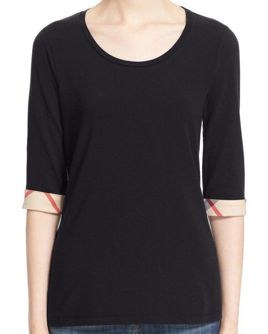 BURBERRY BRIT CUFF CHECK 3/4 SLEEVE SHIRT