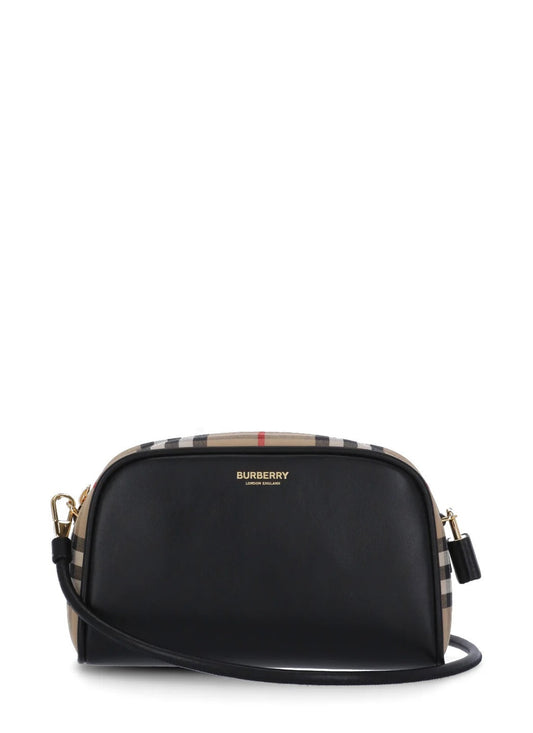 BURBERRY CALFSKIN LEATHER VINTAGE CHECK HALF CUBE CROSSBODY