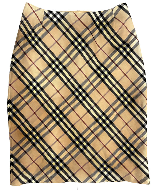 BURBERRY HOUSE CHECK LANA WOOL PENCIL SKIRT