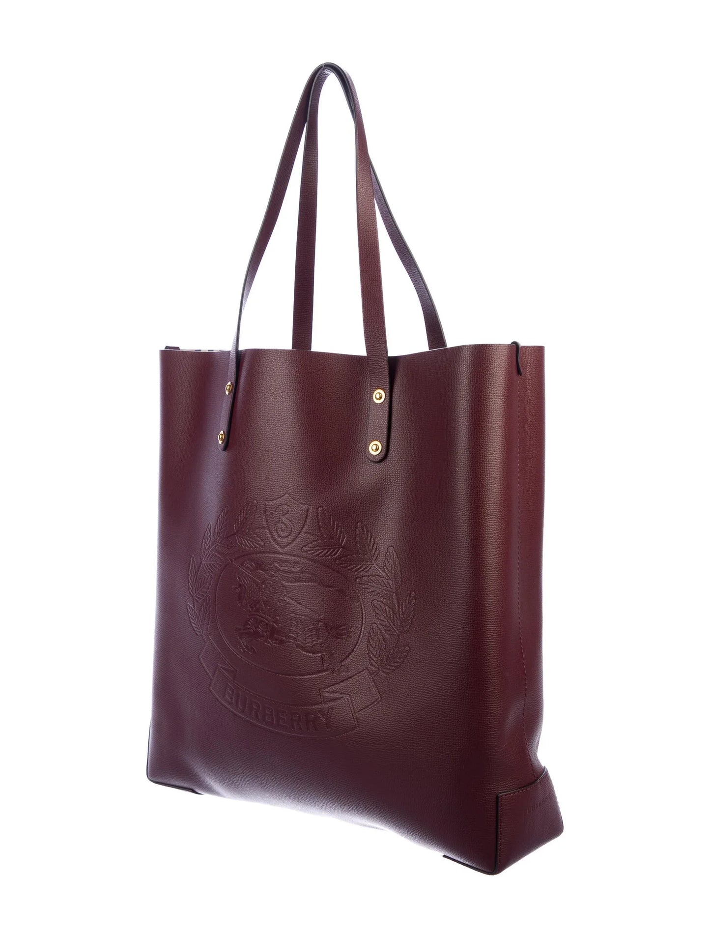 BURBERRY 2019 LARGE EMBOSSED LEATHER CREST TOTE