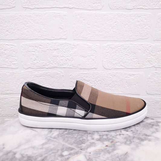 BURBERRY CHECK SLIP ON SNEAKERS - SIZE 38
