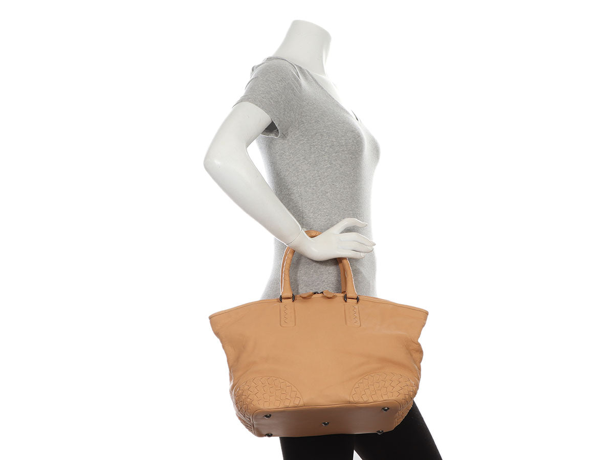 Bottega Veneta Beige Top Handle Bag