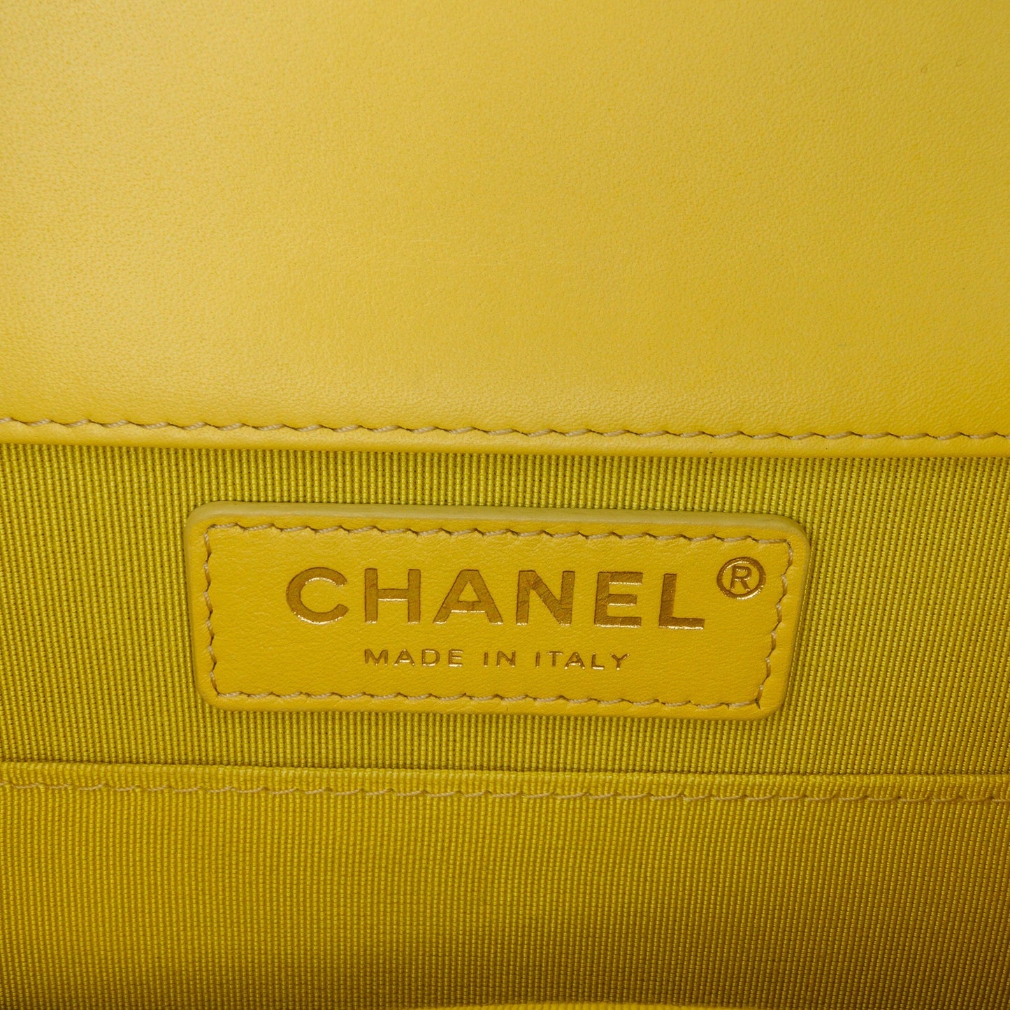 Yellow Chanel Quilted Lambskin North South Boy Flap Crossbody Bag
