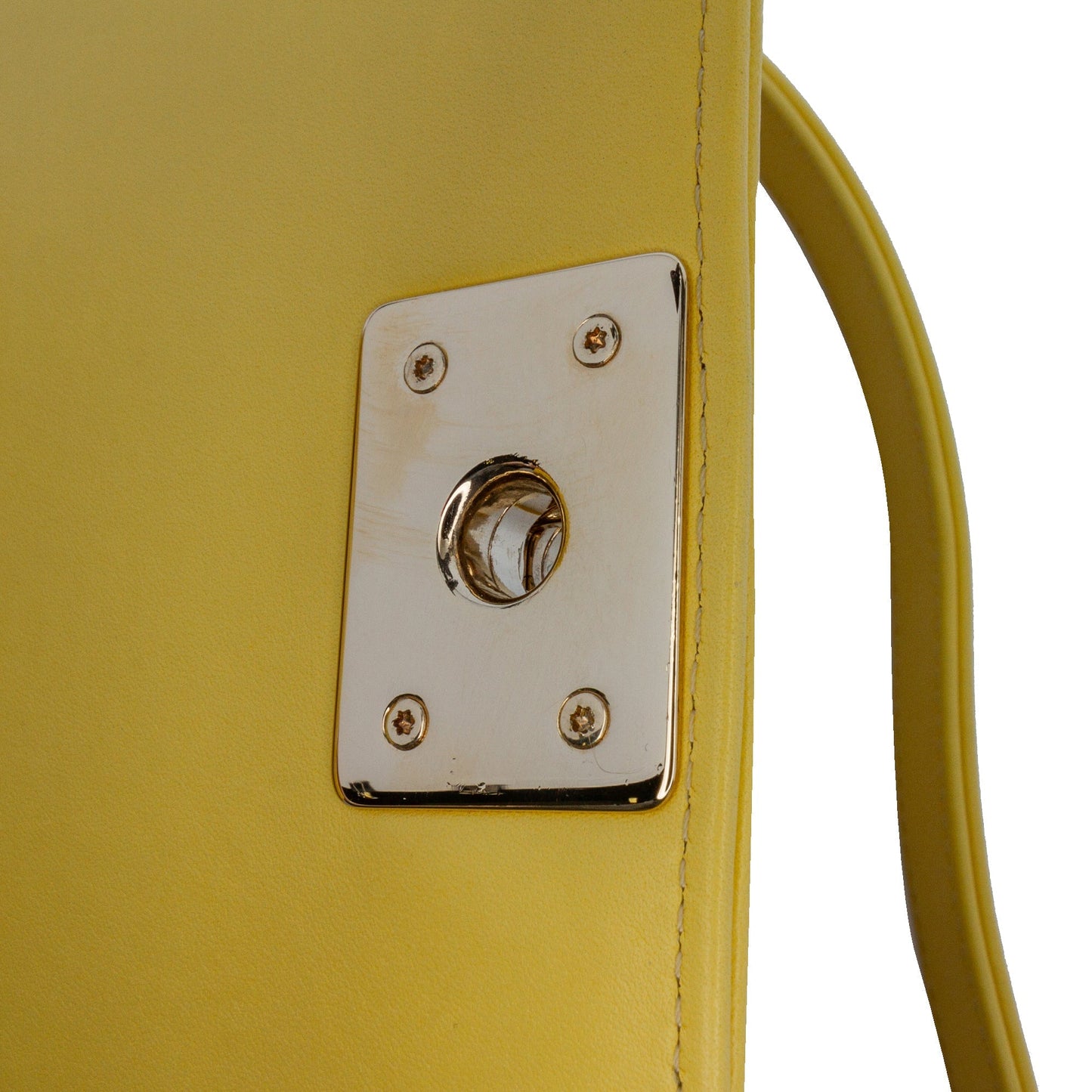 Yellow Chanel Quilted Lambskin North South Boy Flap Crossbody Bag