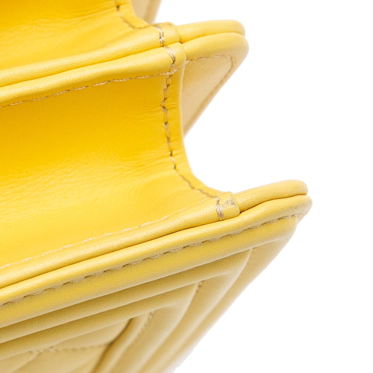 Yellow Chanel Quilted Lambskin North South Boy Flap Crossbody Bag