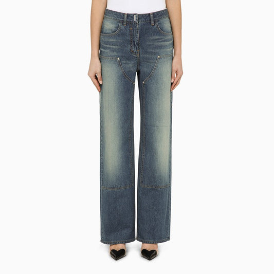 Givenchy Deep Blue Wide Jeans With Appliqués Women