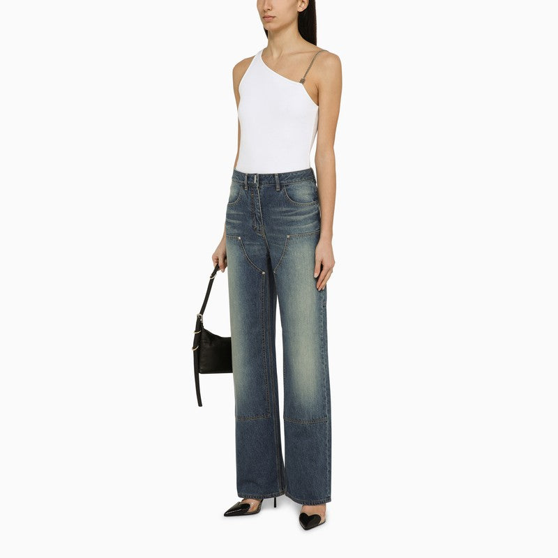 Givenchy Deep Blue Wide Jeans With Appliqués Women