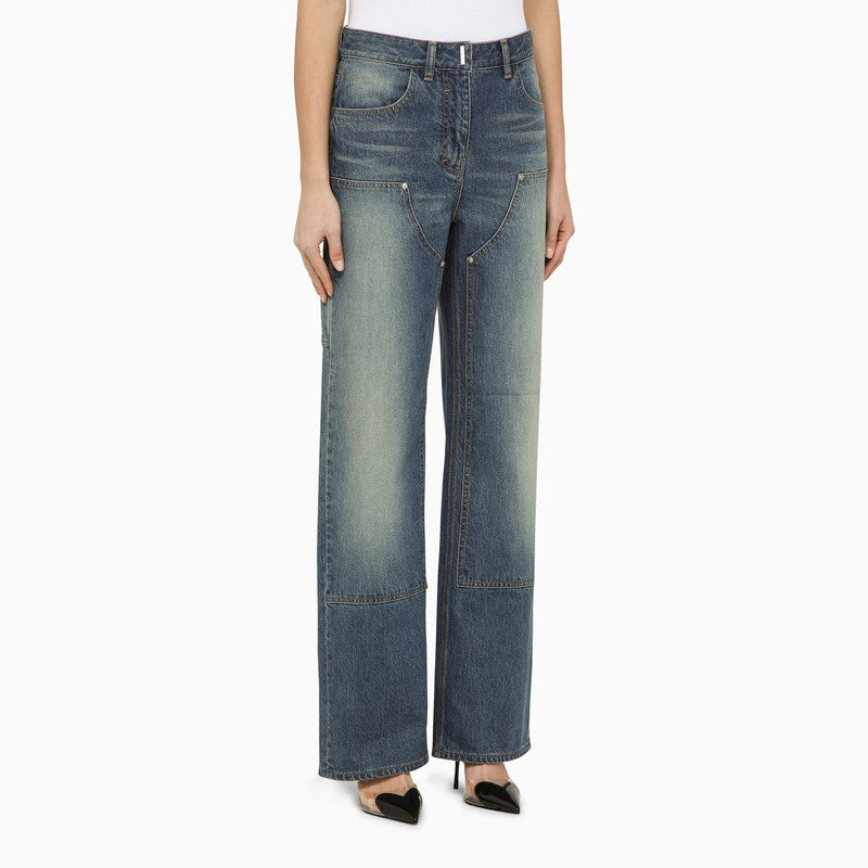 Givenchy Deep Blue Wide Jeans With Appliqués Women