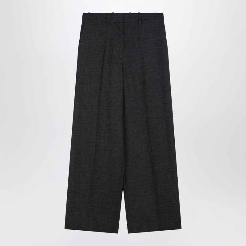 Givenchy Dark Grey Wool Wide Trousers Women