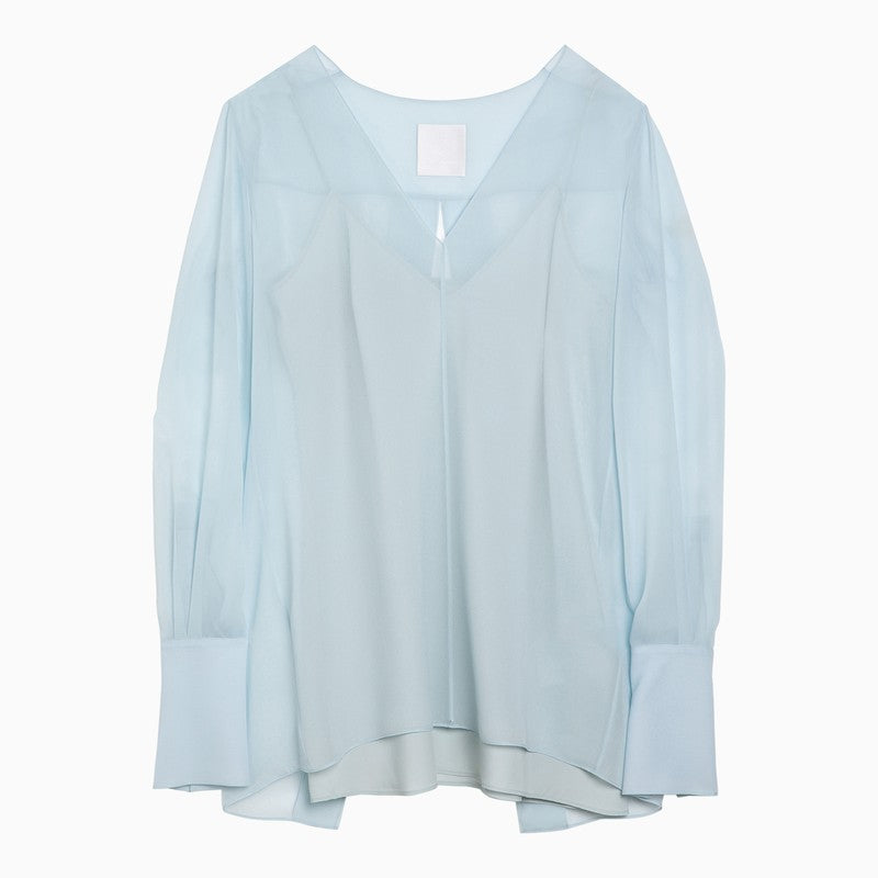Givenchy Light Blue Silk Blouse With Back Slit Women