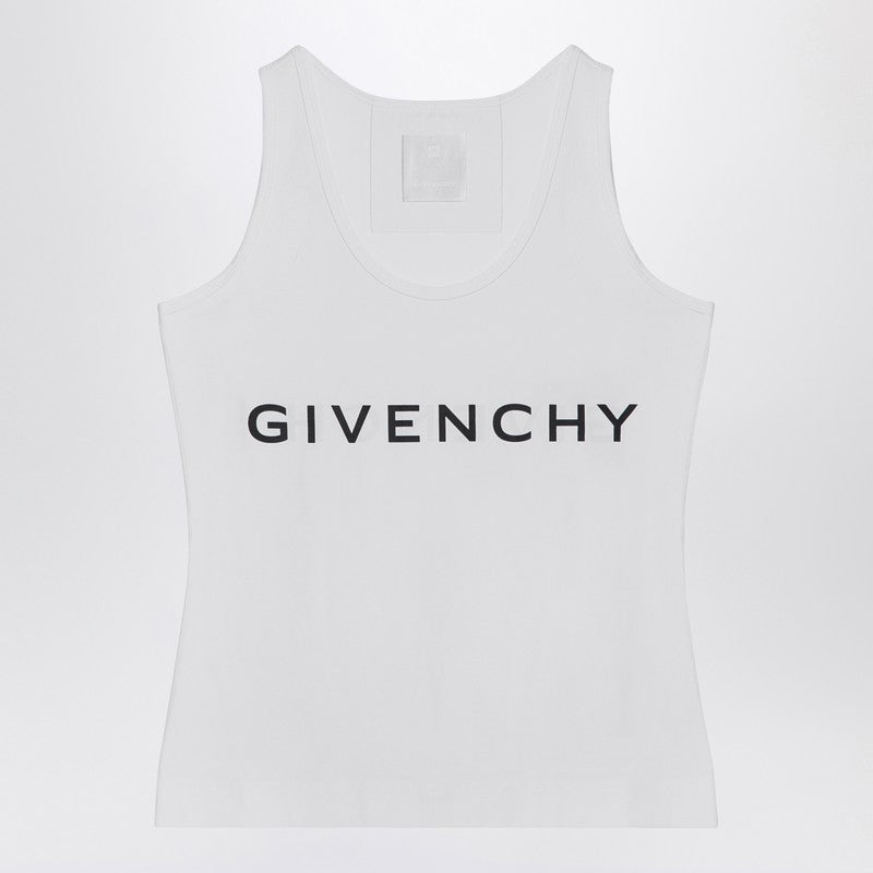 Givenchy White Cotton Tank Top With Logo Women