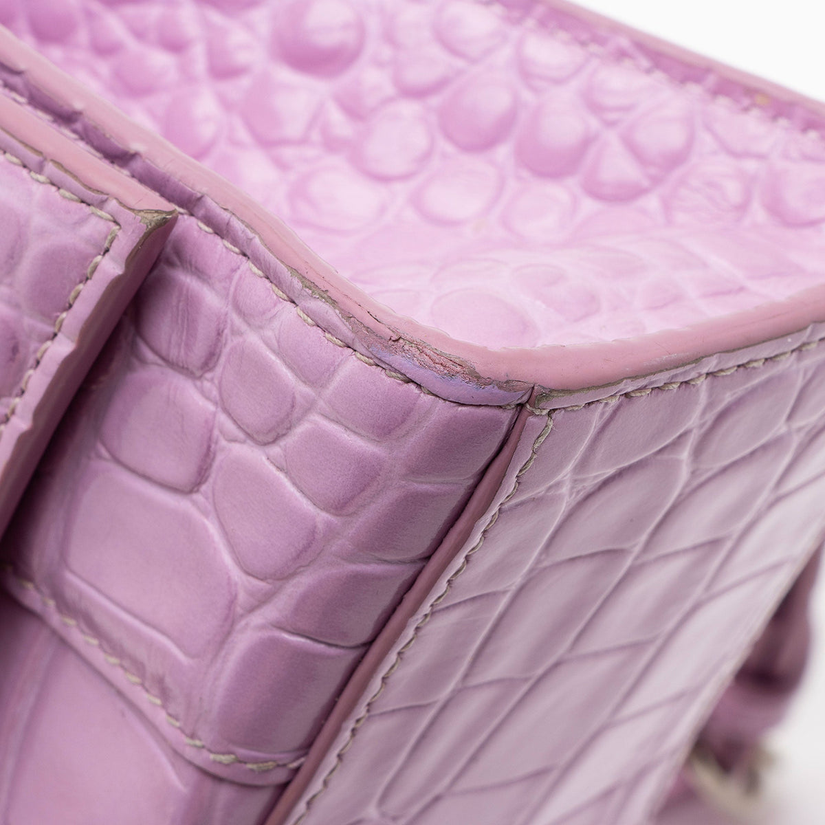 Luxury Balenciaga  Shiny Croc Embossed Calfskin Hourglass XS Satchel (SHF-A4kg9c)
