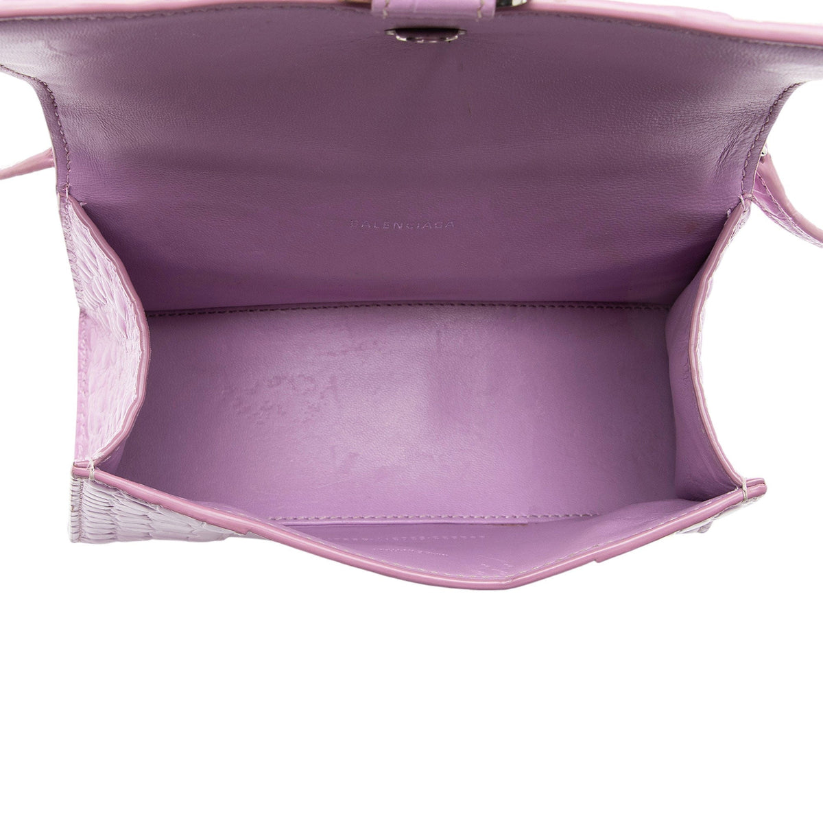 Luxury Balenciaga  Shiny Croc Embossed Calfskin Hourglass XS Satchel (SHF-A4kg9c)