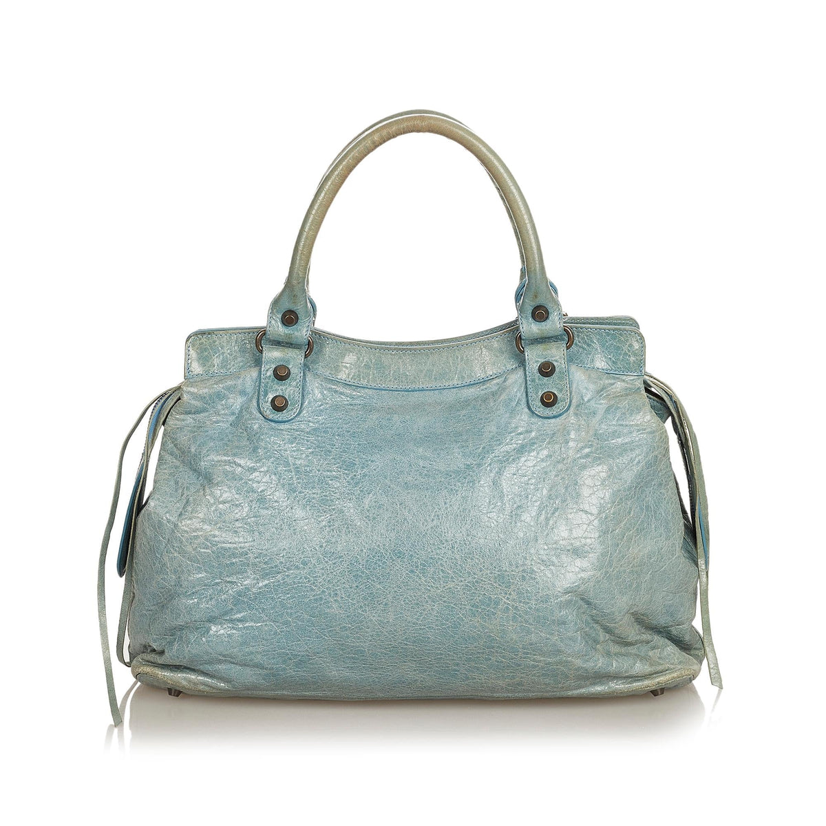 Luxury Balenciaga  Motocross Classic Step Leather Handbag (SHG-25897)