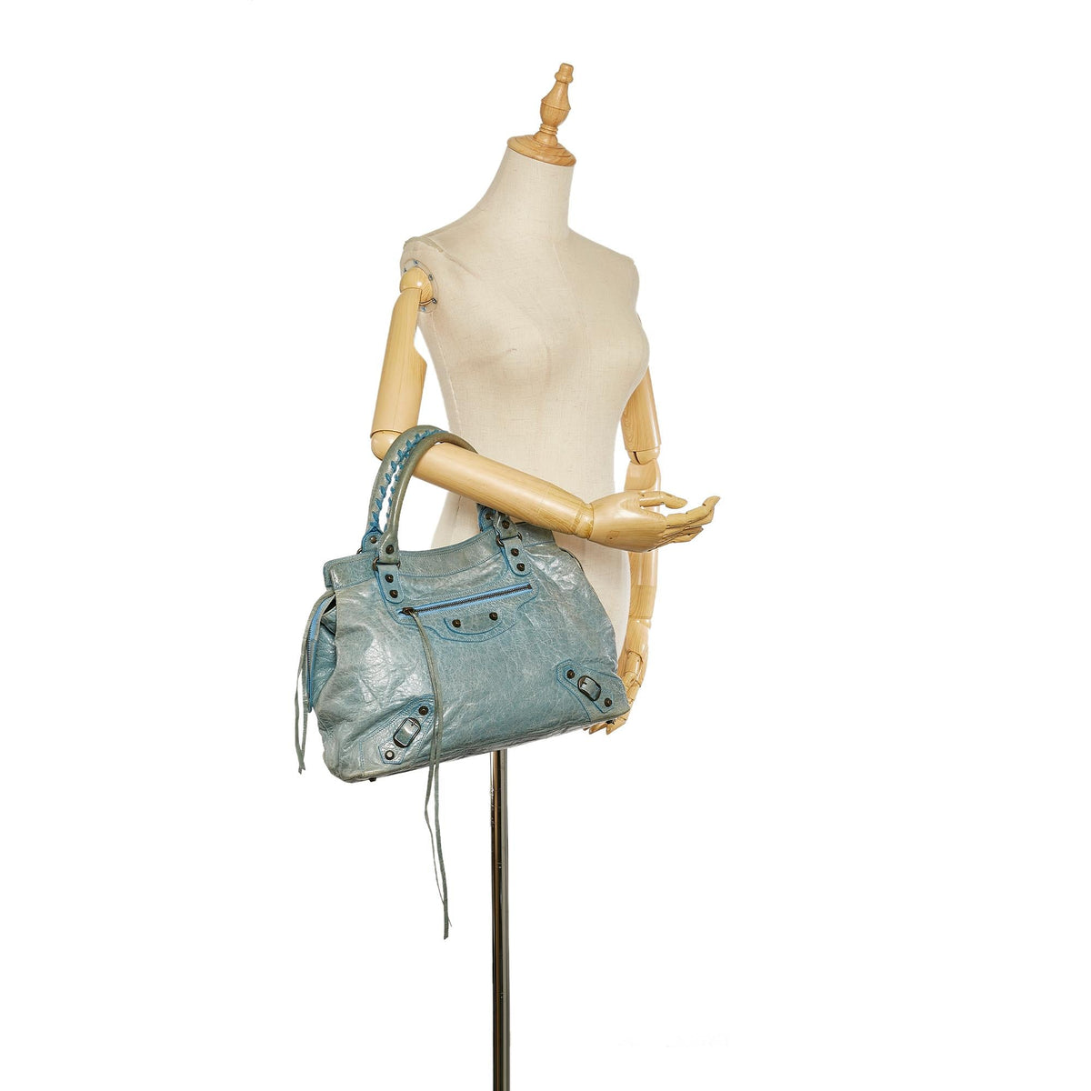 Luxury Balenciaga  Motocross Classic Step Leather Handbag (SHG-25897)