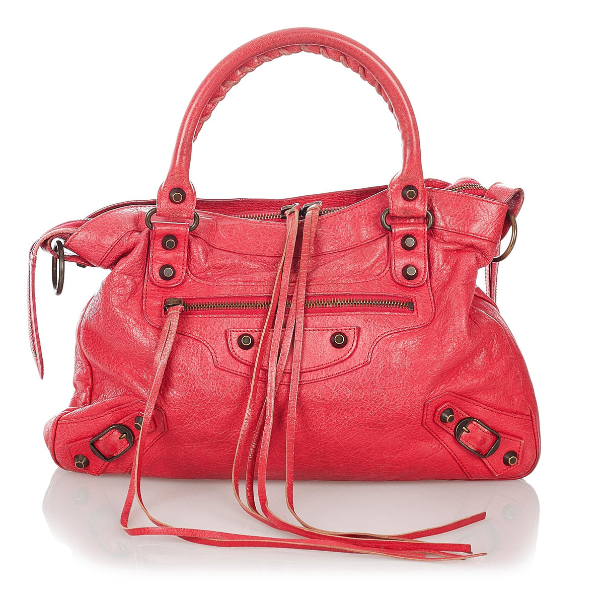 Luxury Balenciaga  Motocross Classic Town Leather Satchel (SHG-26839)