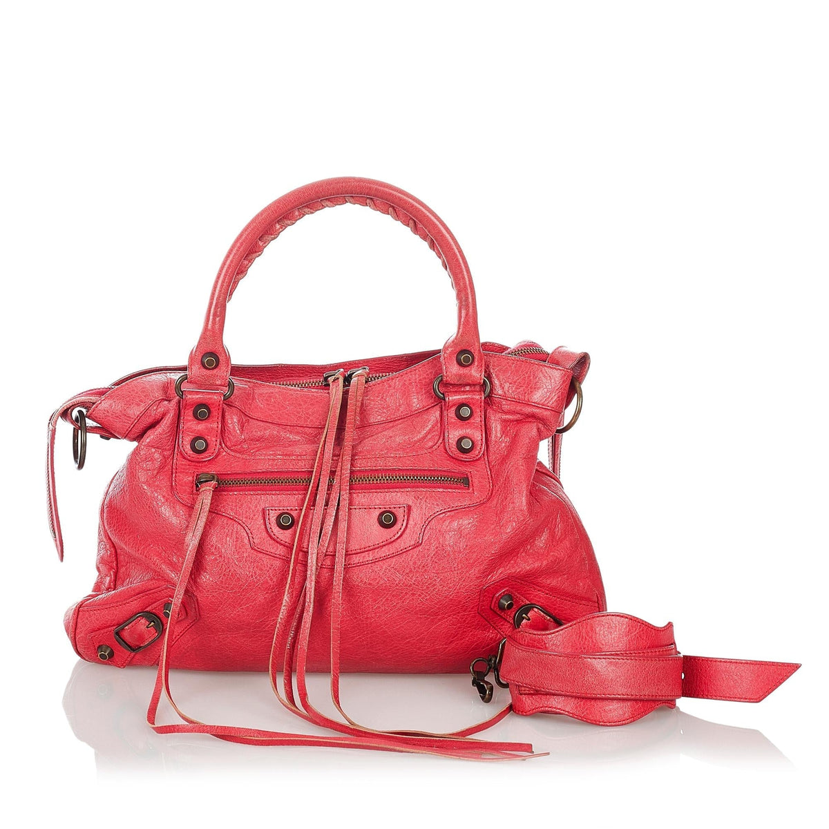 Luxury Balenciaga  Motocross Classic Town Leather Satchel (SHG-26839)