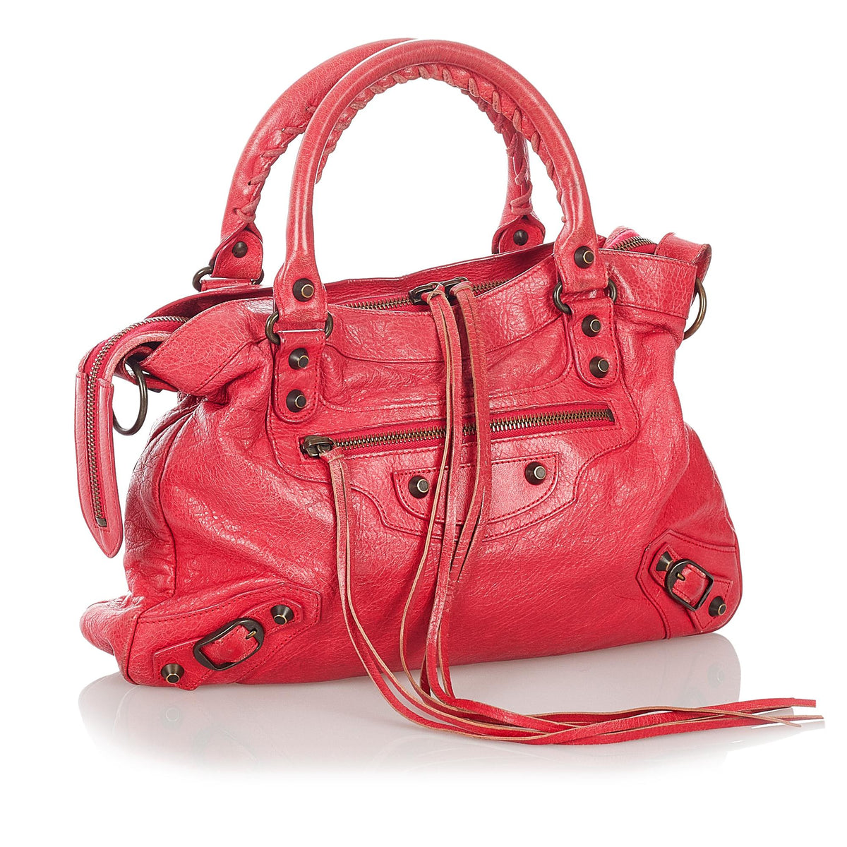 Luxury Balenciaga  Motocross Classic Town Leather Satchel (SHG-26839)