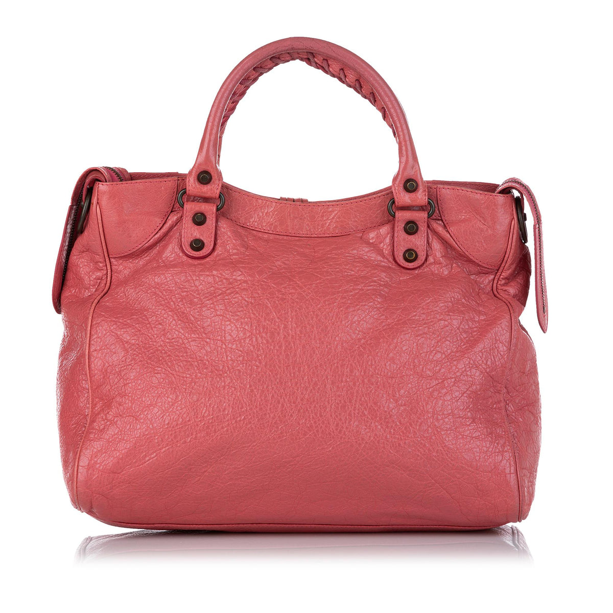 Luxury Balenciaga  Motocross Classic Velo Lambskin Leather Satchel (SHG-26682)