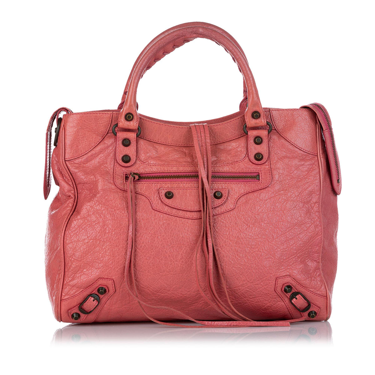 Luxury Balenciaga  Motocross Classic Velo Lambskin Leather Satchel (SHG-26682)