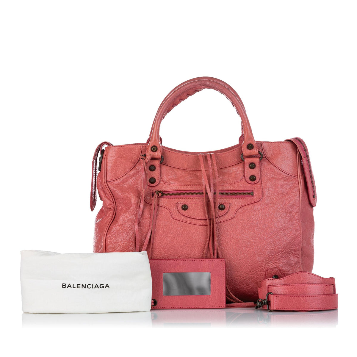 Luxury Balenciaga  Motocross Classic Velo Lambskin Leather Satchel (SHG-26682)