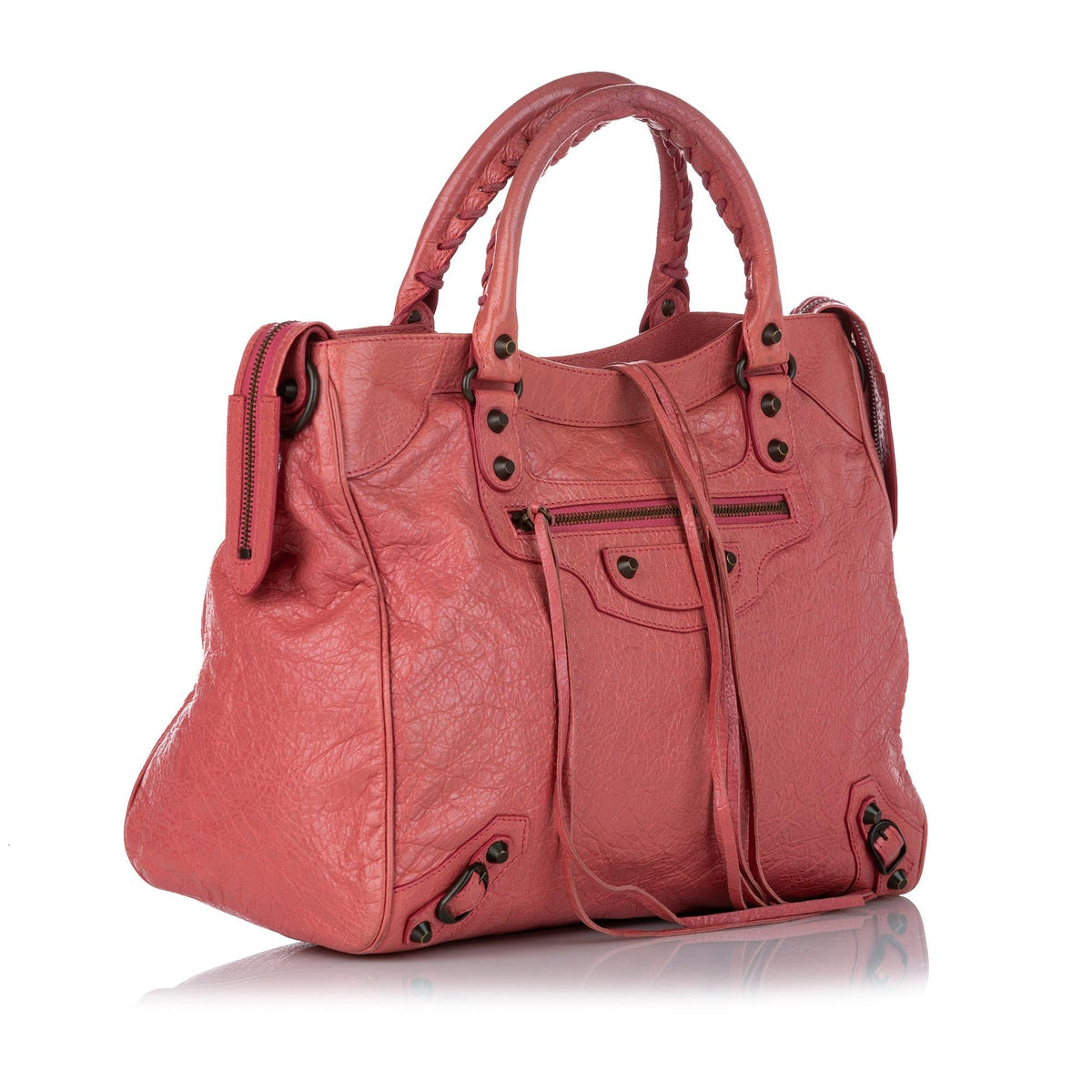 Luxury Balenciaga  Motocross Classic Velo Lambskin Leather Satchel (SHG-26682)
