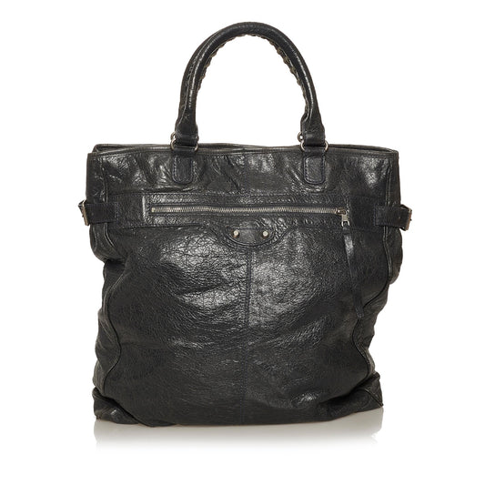 Luxury Balenciaga  Motocross Hexagon Lambskin Leather Tote Bag (SHG-28781)
