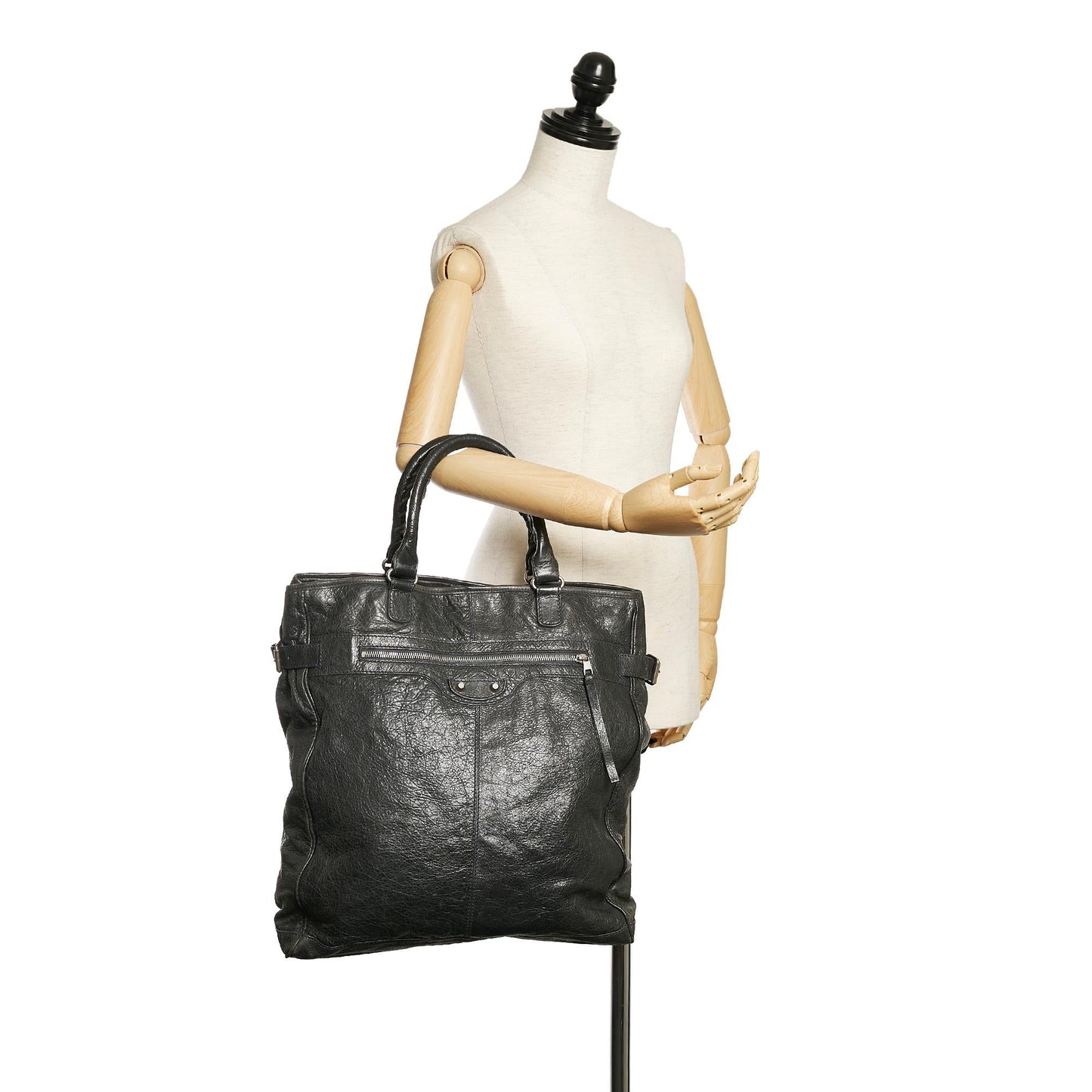 Luxury Balenciaga  Motocross Hexagon Lambskin Leather Tote Bag (SHG-28781)
