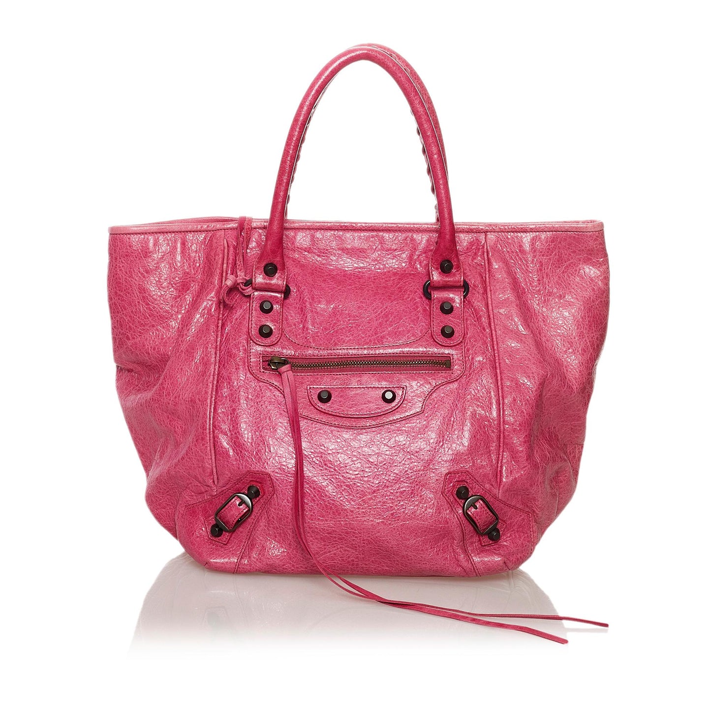 Luxury Balenciaga  Motocross Sunday Leather Tote Bag (SHG-33255)