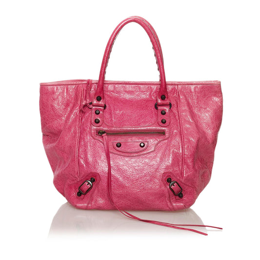 Luxury Balenciaga  Motocross Sunday Leather Tote Bag (SHG-33255)