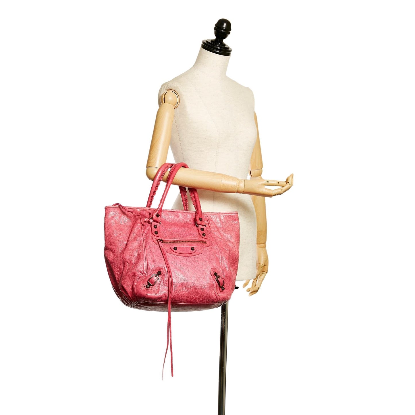 Luxury Balenciaga  Motocross Sunday Leather Tote Bag (SHG-33255)