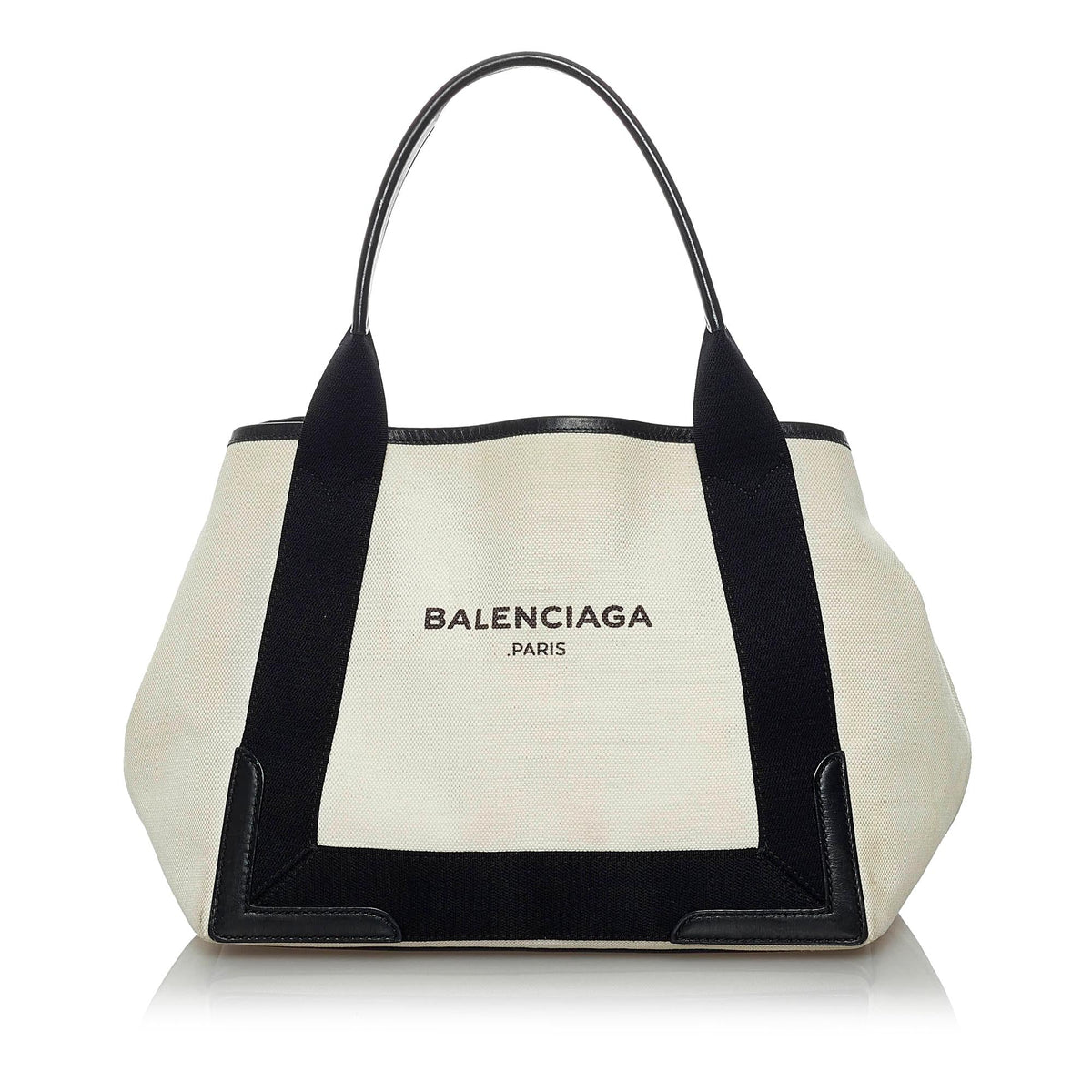 Luxury Balenciaga  Navy Cabas Canvas Handbag (SHG-33816)