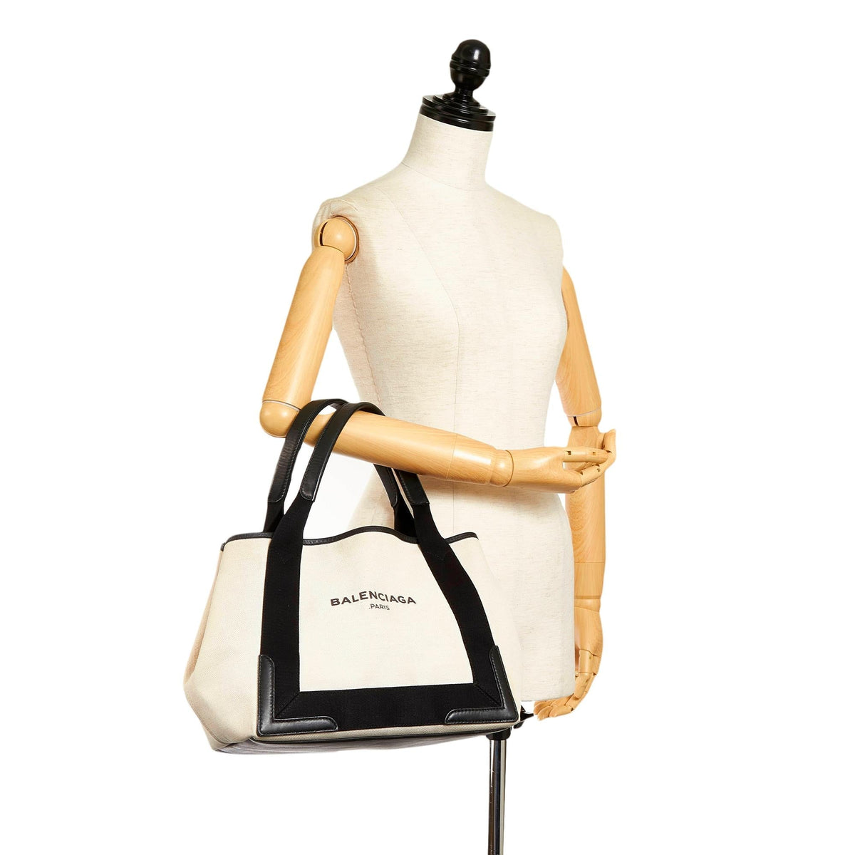 Luxury Balenciaga  Navy Cabas Canvas Handbag (SHG-33816)