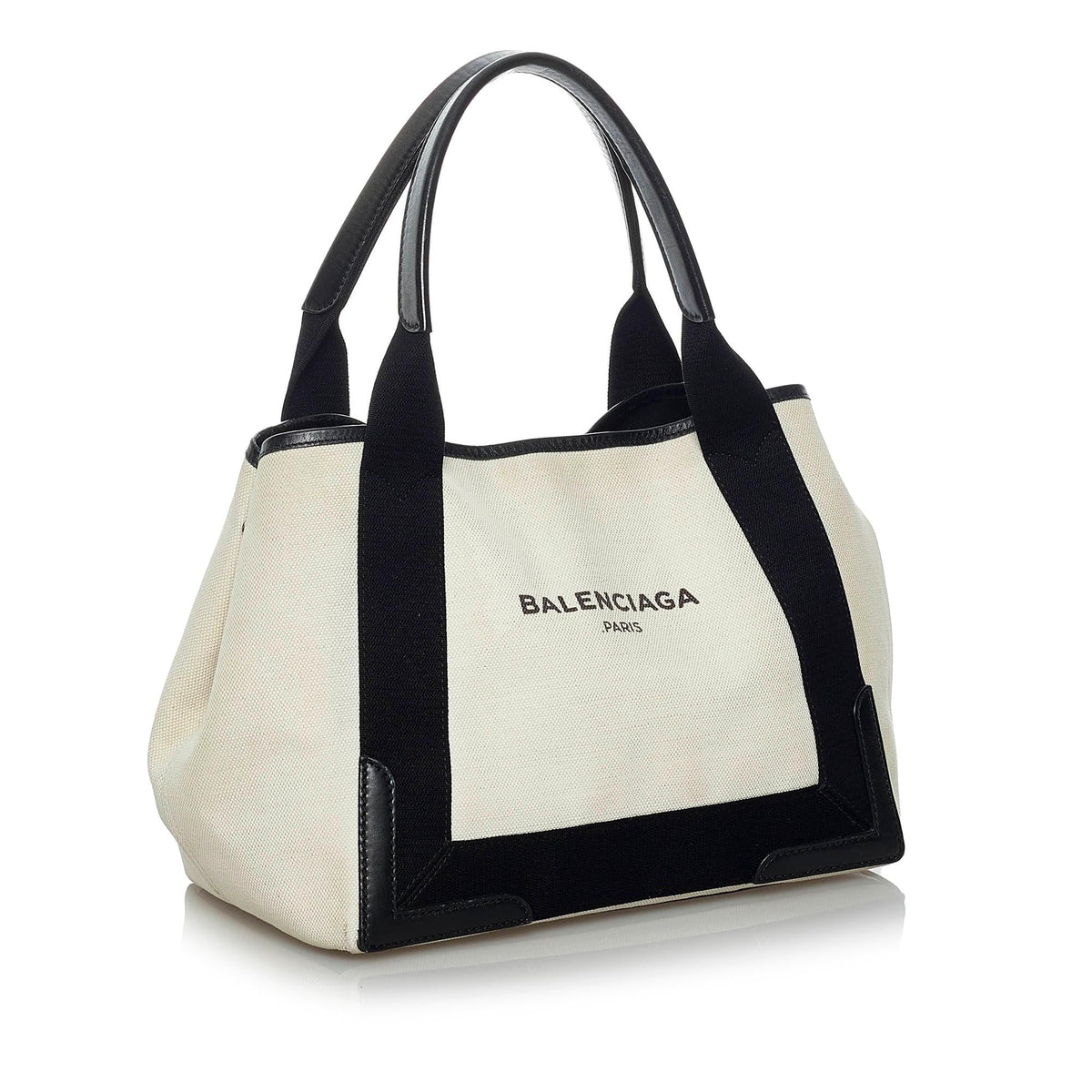 Luxury Balenciaga  Navy Cabas Canvas Handbag (SHG-33816)