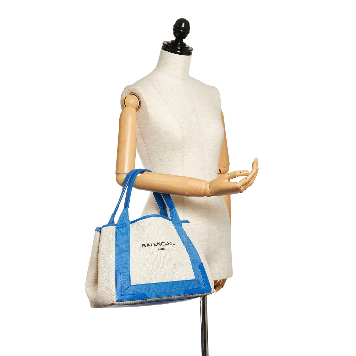 Luxury Balenciaga  Navy Cabas S Canvas Tote Bag (SHG-28825)