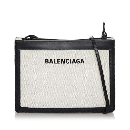 Luxury Balenciaga  Navy Pochette S Canvas Crossbody Bag (SHG-29713)