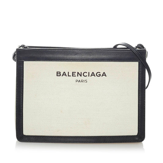 Luxury Balenciaga  Navy Pochette S Canvas Crossbody Bag (SHG-30485)