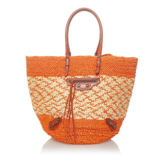 Luxury Balenciaga  Panier Raffia Tote Bag (SHG-31175)