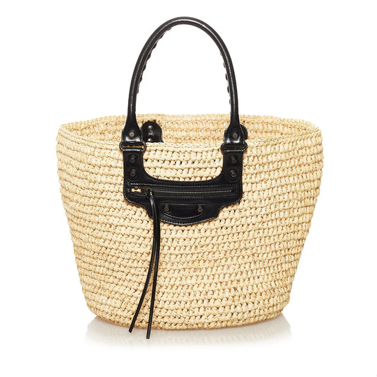 Luxury Balenciaga  Panier Raffia Tote Bag (SHG-35038)