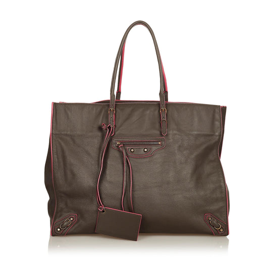 Luxury Balenciaga  Papier A4 Leather Zip-Around Tote (SHG-26450)