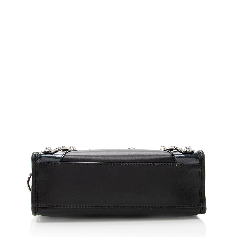 Luxury Balenciaga  Patent Matte Calfskin Metal Edge City Mini Satchel - FINAL SALE (SHF-17574)