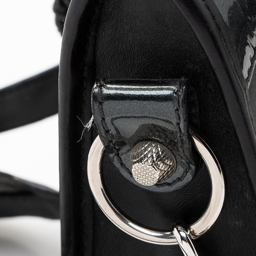 Luxury Balenciaga  Patent Matte Calfskin Metal Edge City Mini Satchel - FINAL SALE (SHF-17574)