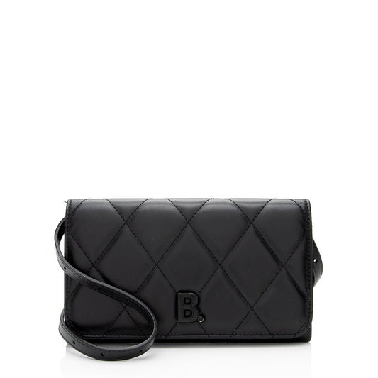 Luxury Balenciaga  Quilted Calfskin B Phone Holder Crossbody (SHF-wF8OTg)