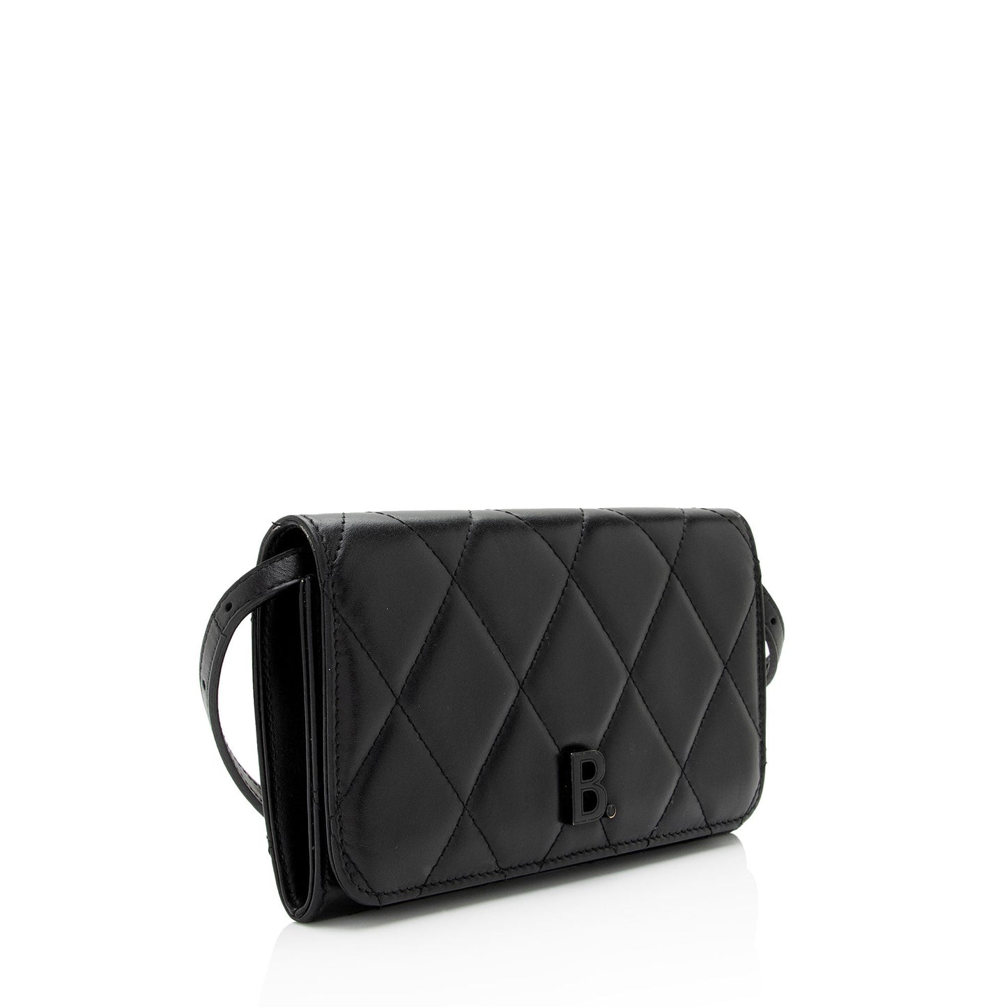 Luxury Balenciaga  Quilted Calfskin B Phone Holder Crossbody (SHF-wF8OTg)